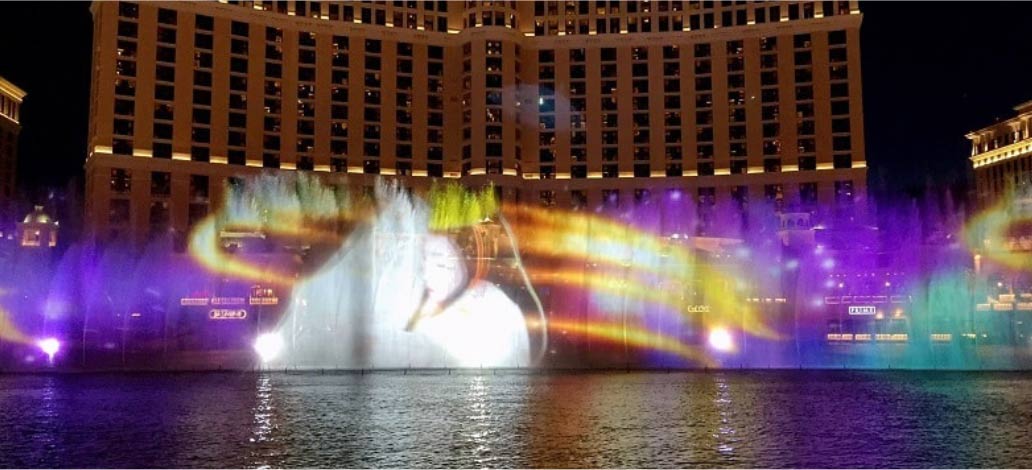 imagem do show das aguas do bellagio a noite